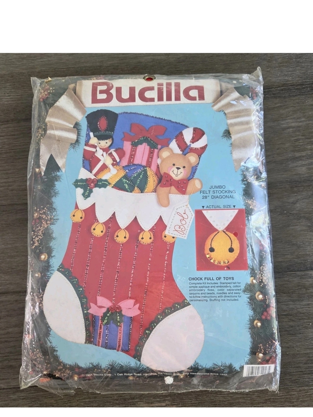 Vintage Bucilla Jumbo Felt Stocking Kit 28” 82913 Chock Full of Toys 1991 NEW